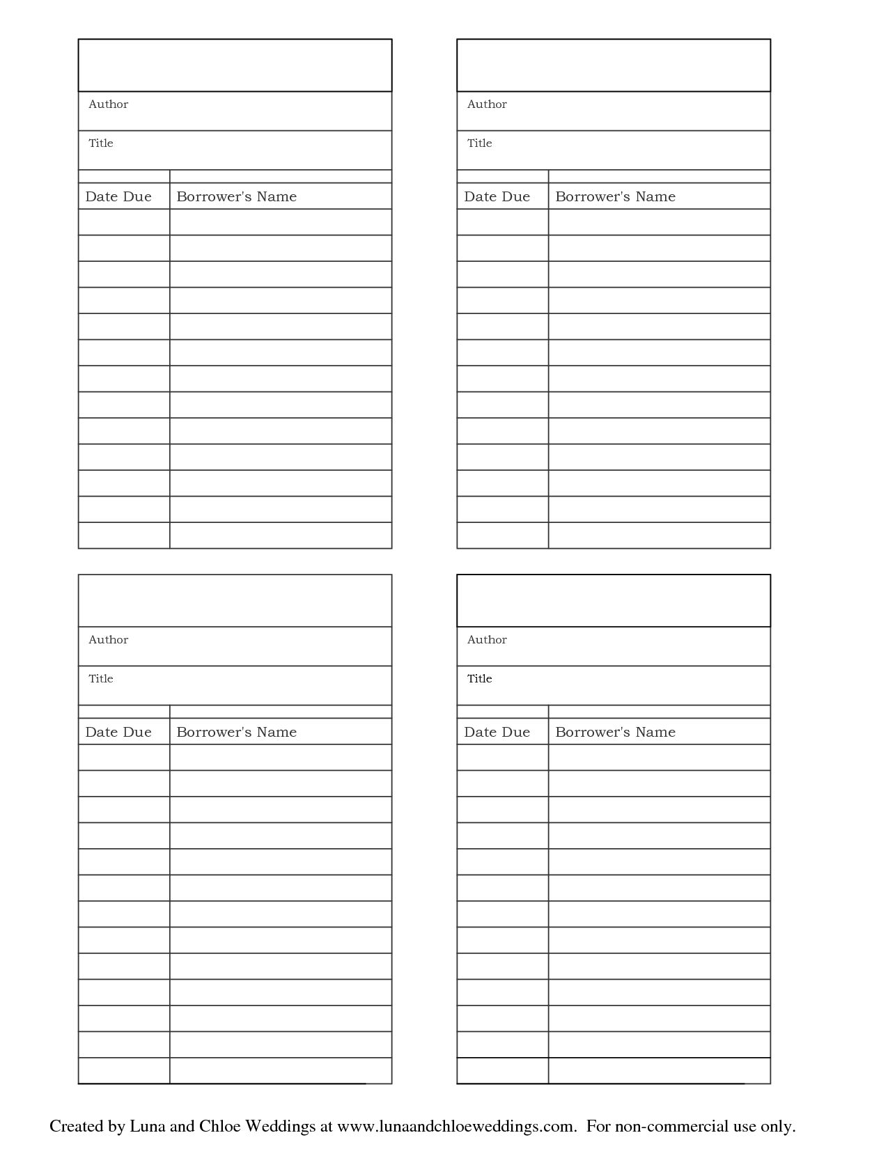 Library Pockets Free Printable Library Checkout Cards FREE Printables Library Card Pockets