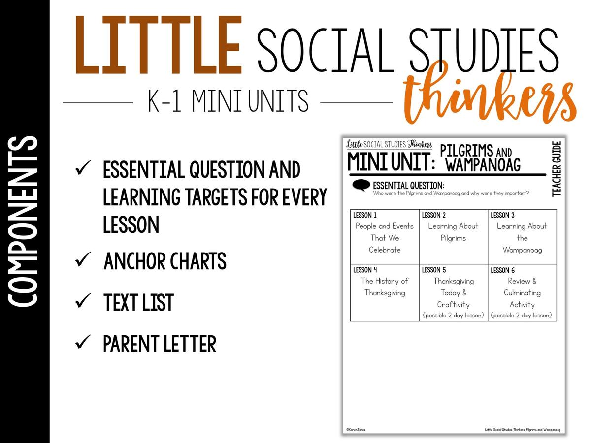 Little Social Studies Thinkers For K 1 Pilgrims And Wampanoag Mrs Jones S Class