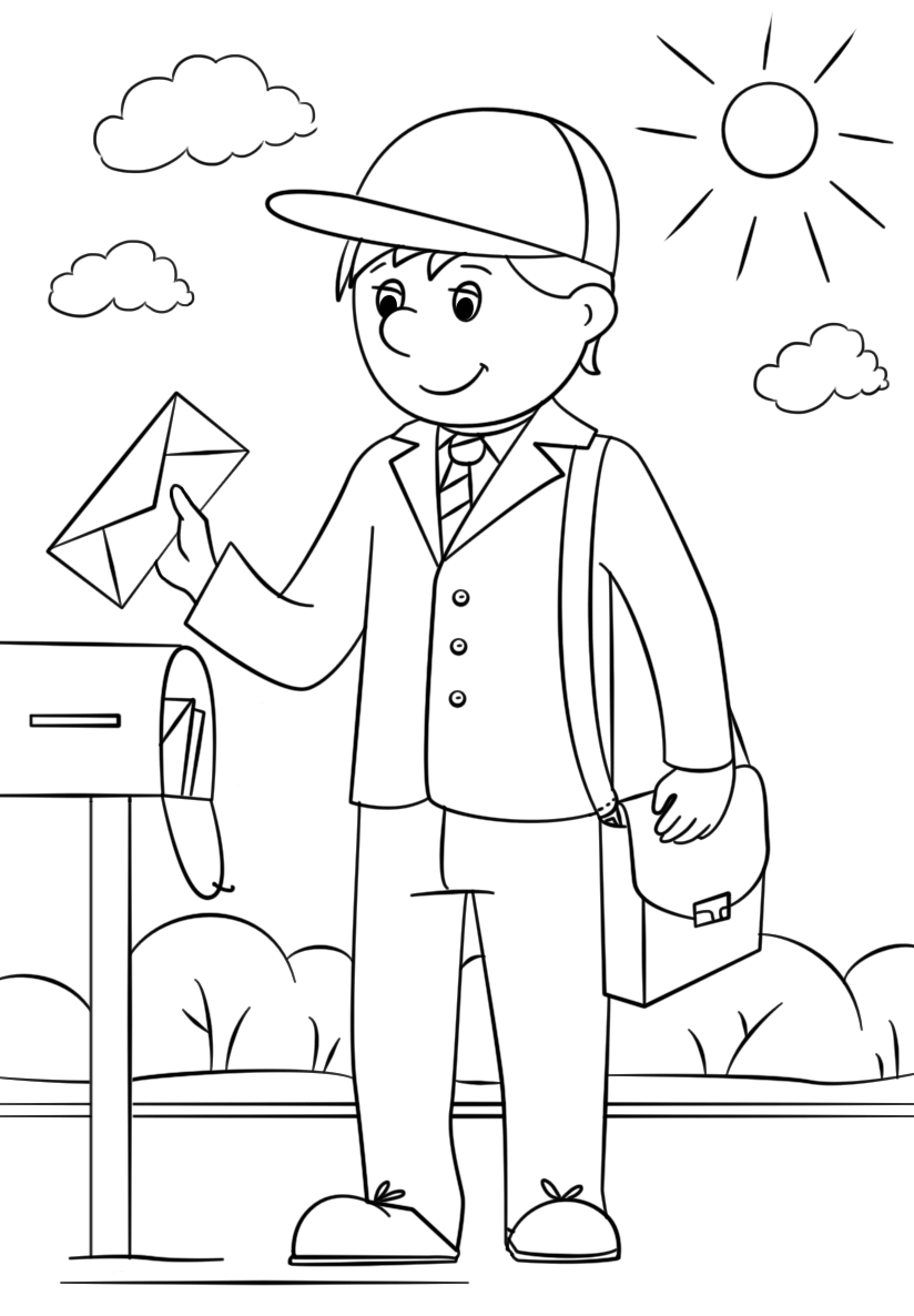 Mail Carrier Coloring Page Free Printable