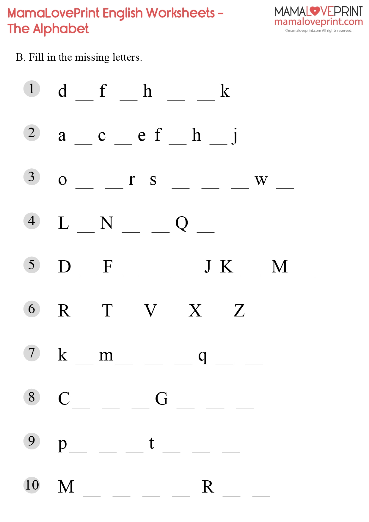 MamaLovePrint Grade 1 English Worksheets Alphabet Practice A To Z PDF Free Download