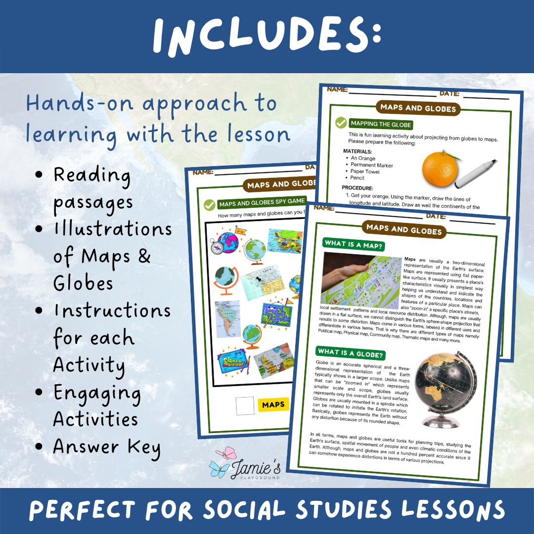 Maps And Globes Activity Answer Key 3rd Grade Social Studies Classful