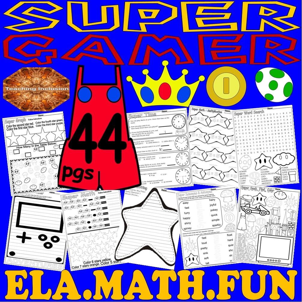 Mario Super Gamer Gaming Activities Math ELA Grammar Spelling Time Worksheets Made By Teachers Mario Super Gamer Gaming Activities Math ELA Grammar Spelling Time Worksheets Made By Teachers