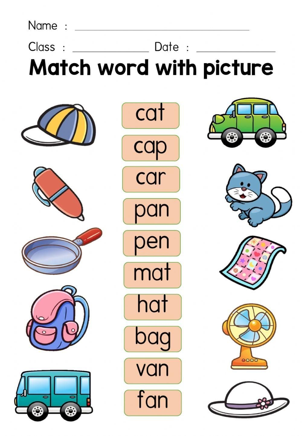 Match Word With Picture Worksheet Word Picture Matching Worksheet Children Illustration Stock Vector Royalty Free 1874555434 Shutterstock
