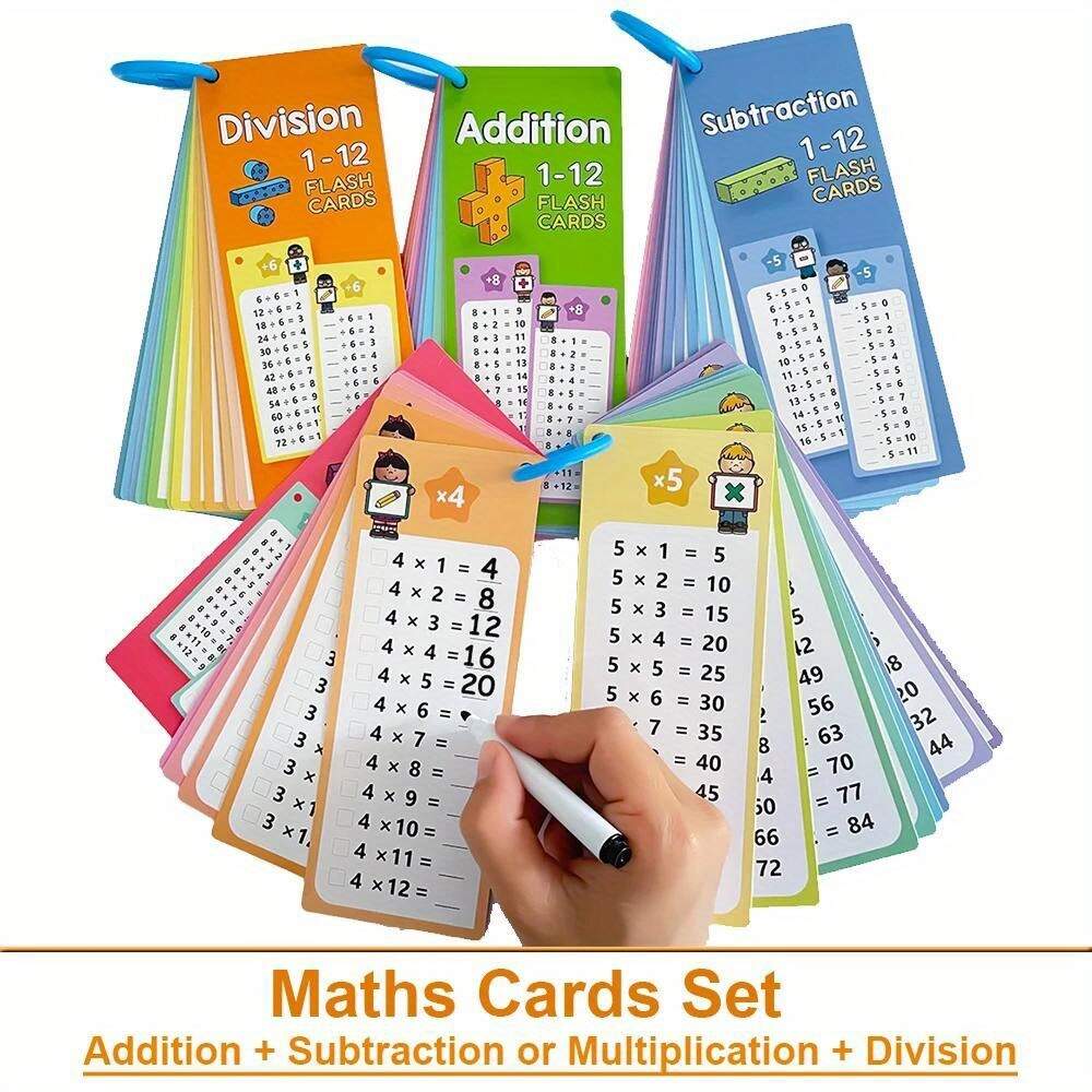 Math Flash Cards Operation Game 1 12 With 6 Dry Erase Pens 15Pcs Big Multiplication Flash Card Multiplication Tables For Kids Multiplication Game