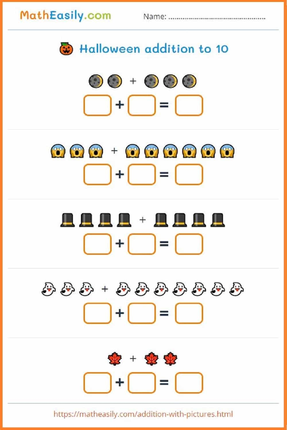 Halloween Math Puzzles ONLINE Printable