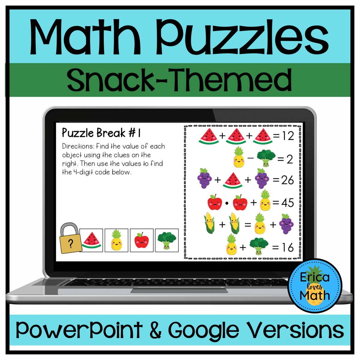 Math Logic Puzzle Activity For Brain Break Snacks Theme Made By Teachers