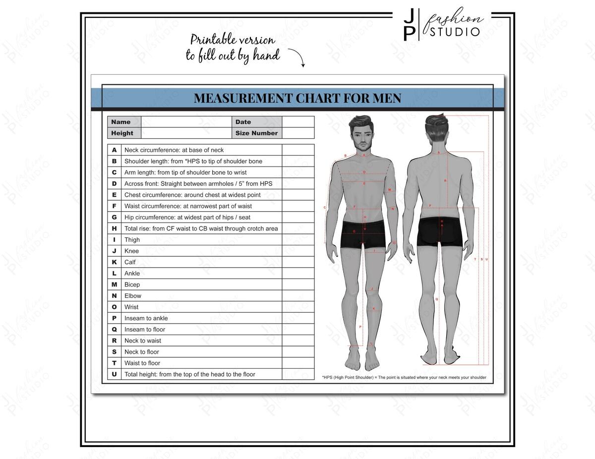 Men S Body Measurement Chart For Fashion Design Printable PDF JPG Etsy Men S Body Measurement Chart For Fashion Design Printable PDF JPG Etsy