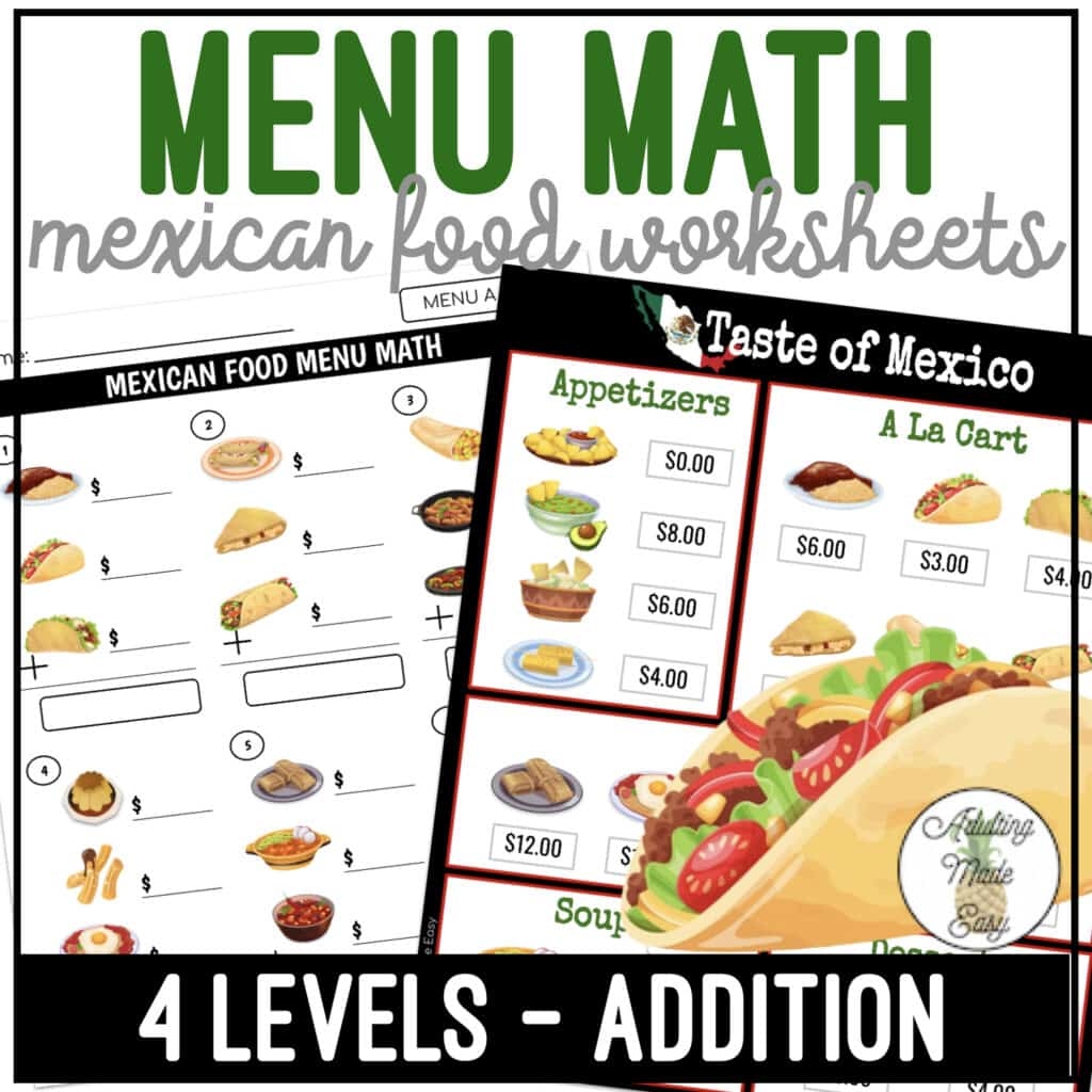 Beginning Money Skills Drive Thru Menu Math Consumer Life Skills Classful