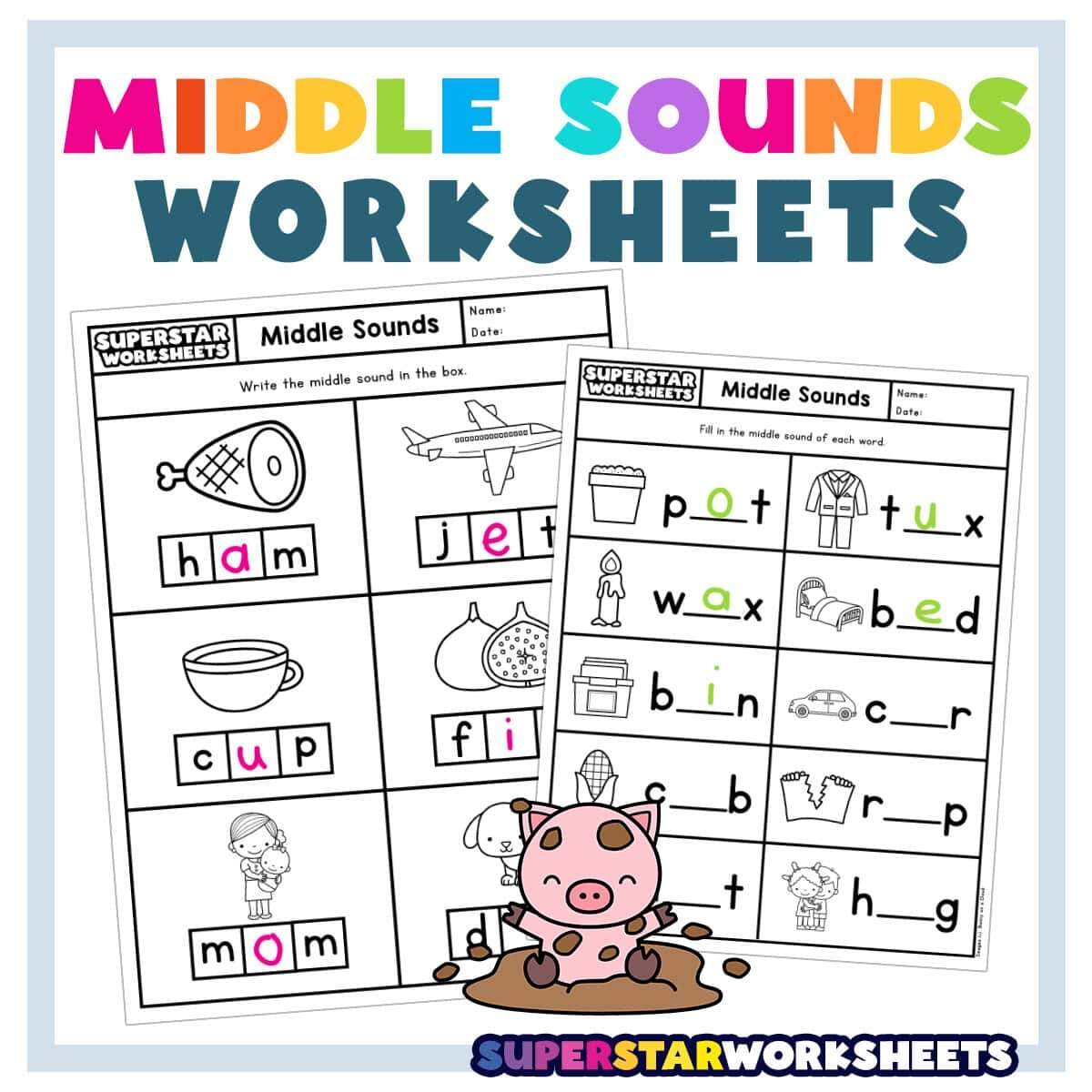 Middle Sound Worksheets Superstar Worksheets Missing Middle Sound CVC Word Mats Free Printable