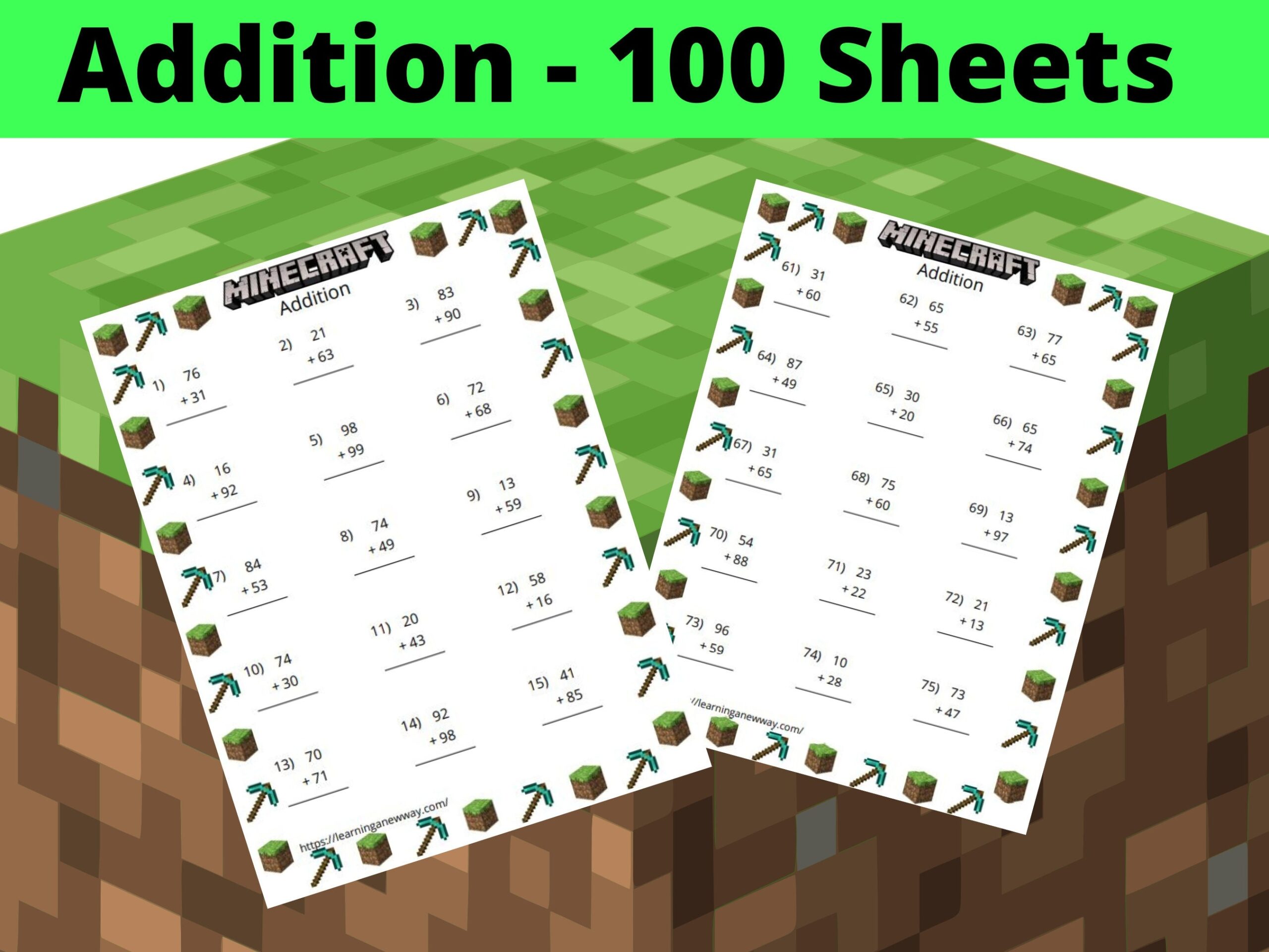 Minecraft Math Worksheets Bundle 400 Pages Of Math Worksheets Including Addition Subtraction Multiplication And Division Math Printable Etsy Denmark