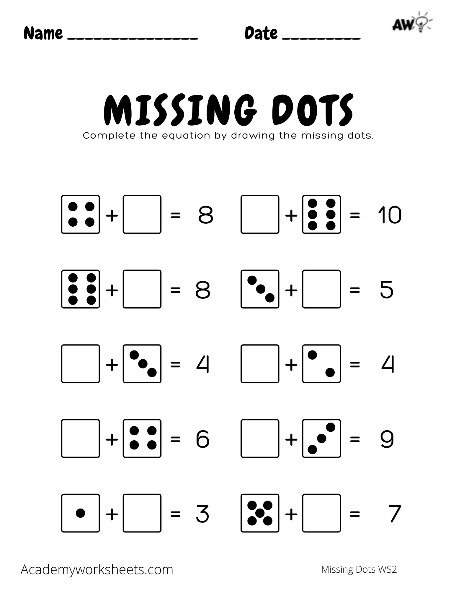 Missing Dots Addition Worksheets Academy Worksheets Missing Dots Addition Worksheets Academy Worksheets