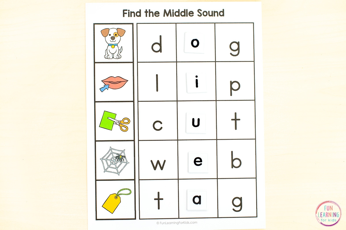 Missing Middle Sound CVC Word Mats Free Printable Missing Middle Sound CVC Word Mats Free Printable