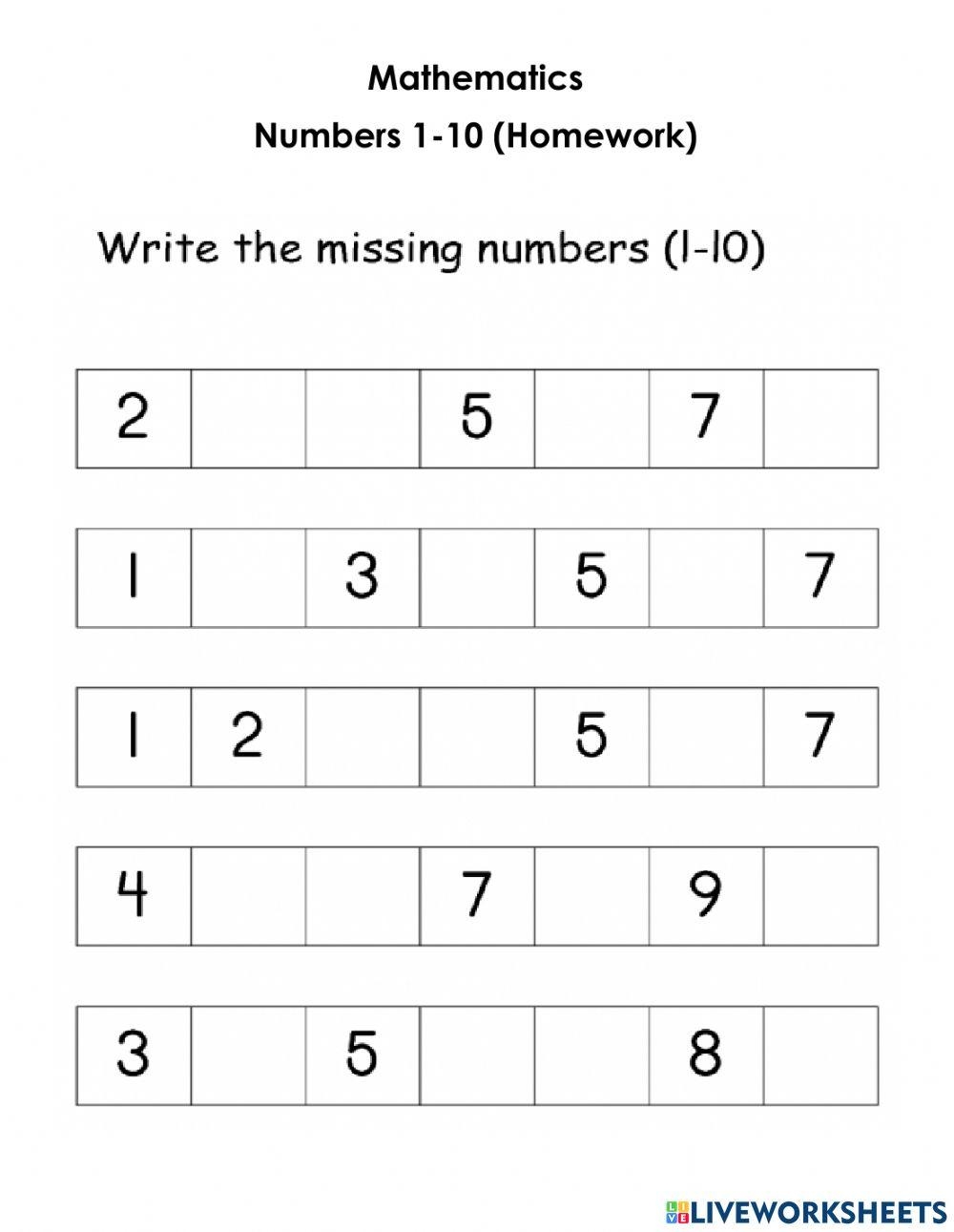 Missing Numbers To 10 Worksheet Worksheets Library Missing Numbers To 10 Worksheet Worksheets Library