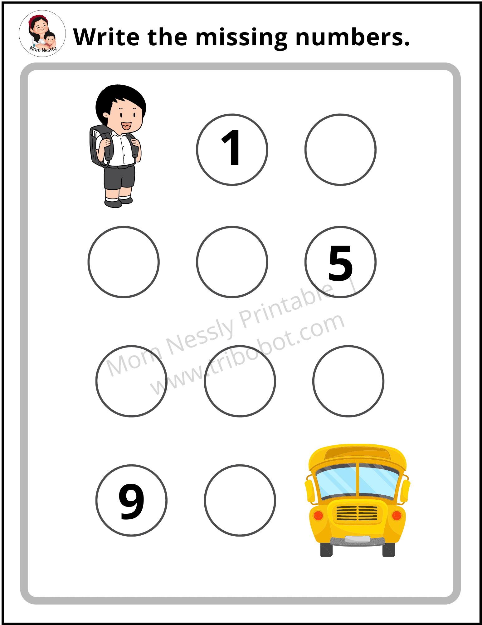 Missing Numbers Worksheets Tribobot X Mom Nessly