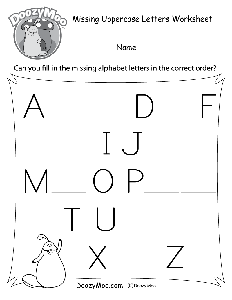 Missing Uppercase Letters Worksheet Free Printable Doozy Moo Missing Uppercase Letters Worksheets The Teaching Aunt