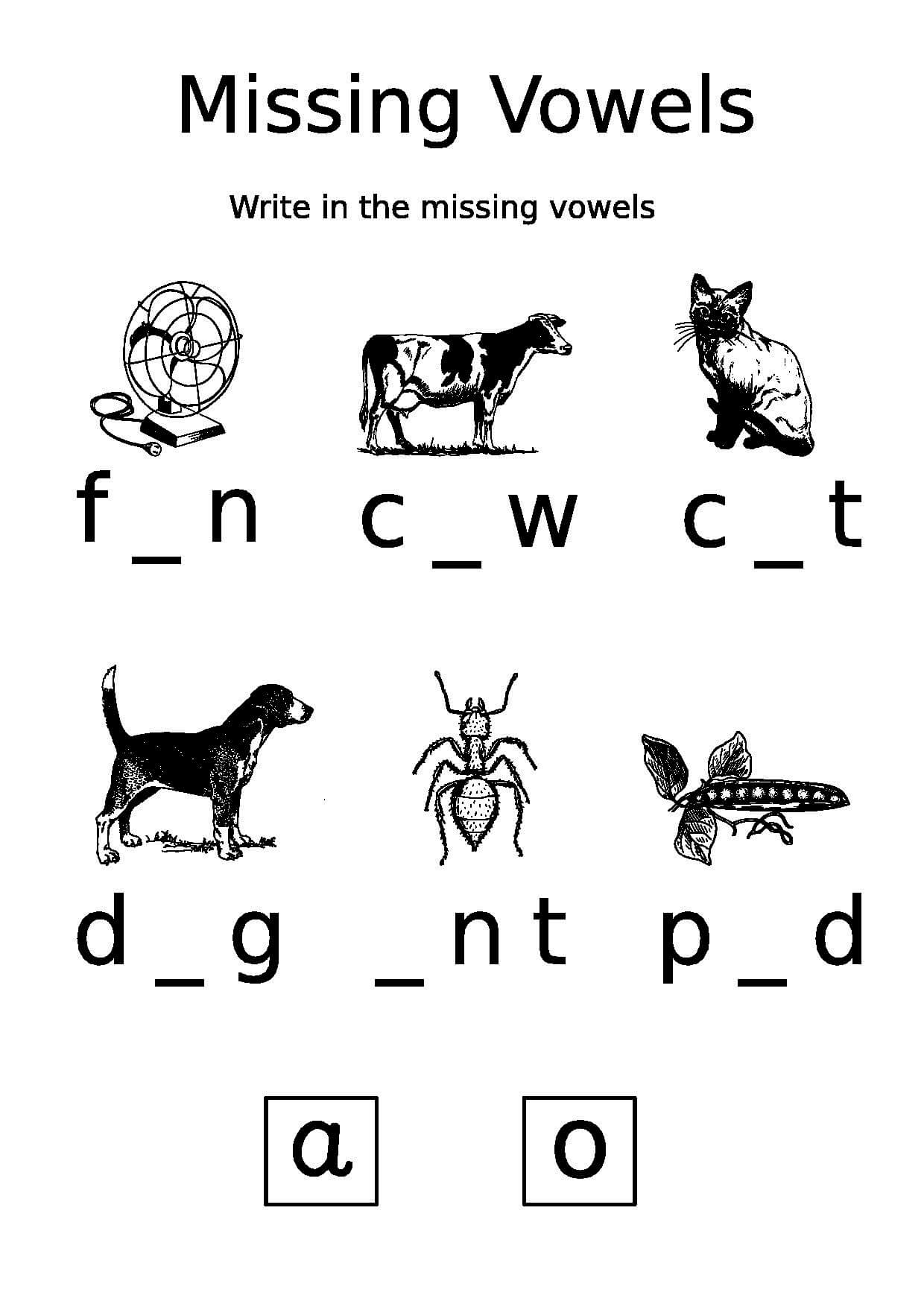 Missing Vowels Worksheet Free Printable Worksheets