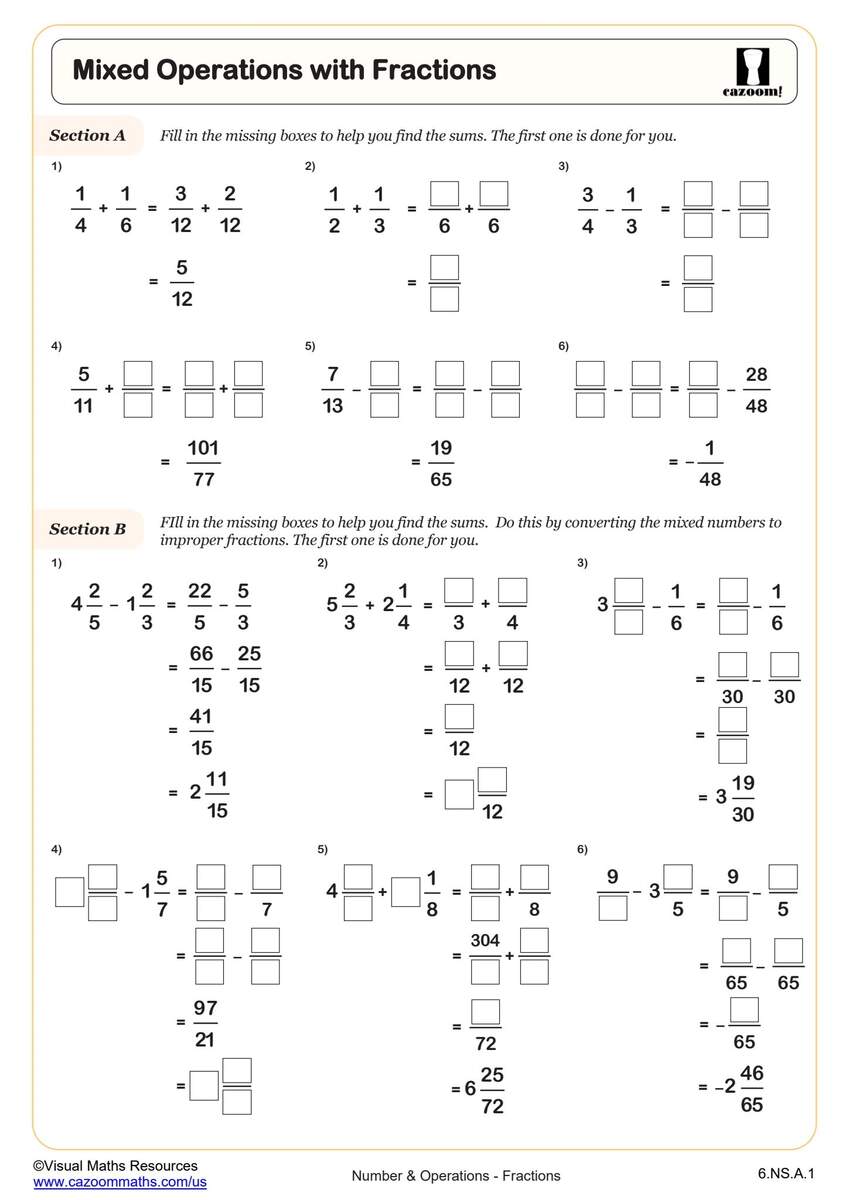 Mixed Operations With Fractions Worksheet Fun And Engaging 6th Grade PDF Worksheets Cazoom Math Mixed Operations With Fractions Worksheet Fun And Engaging 6th Grade PDF Worksheets Cazoom Math