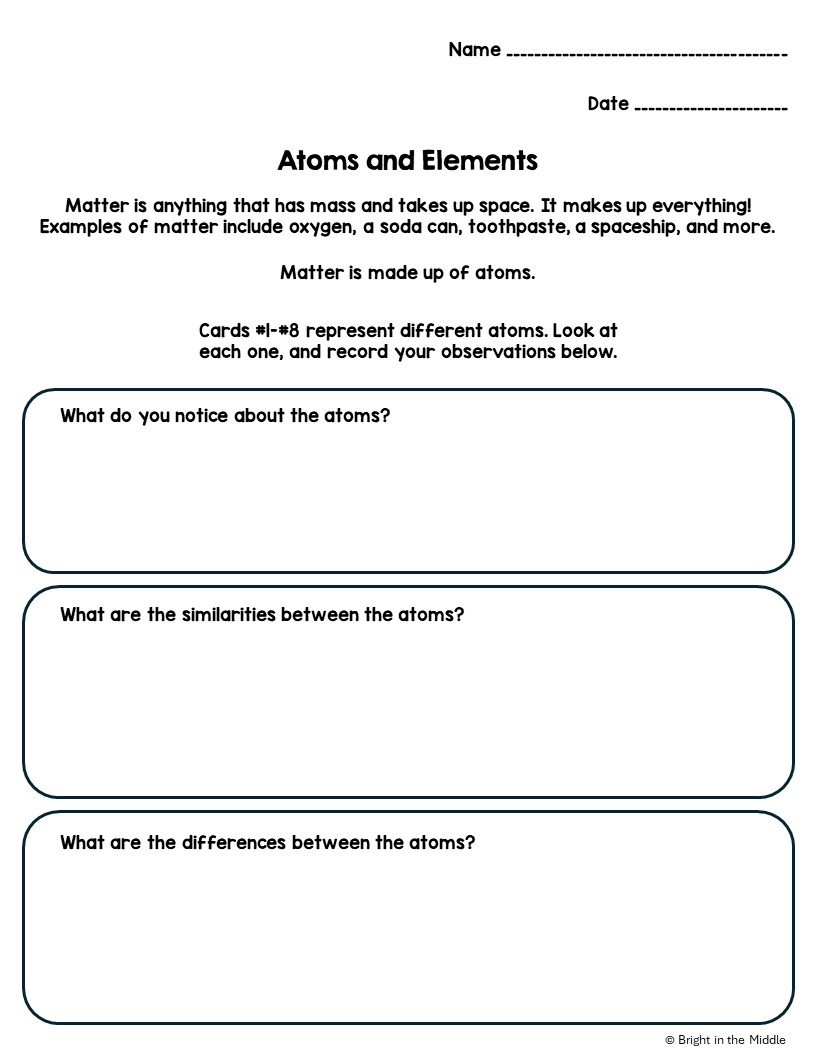 Models Of Atoms And Elements Intro Activity Bright In The Middle Interactive Sheet The Atom Rinc N Educativo