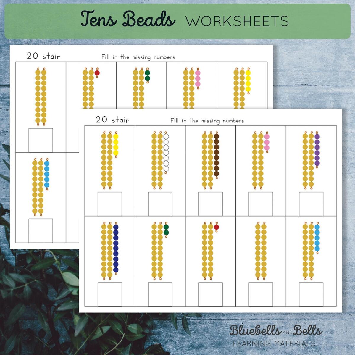 Montessori TENS Beads And Boards Cards And Worksheets Kindergarten Math 20 100 Activities Etsy