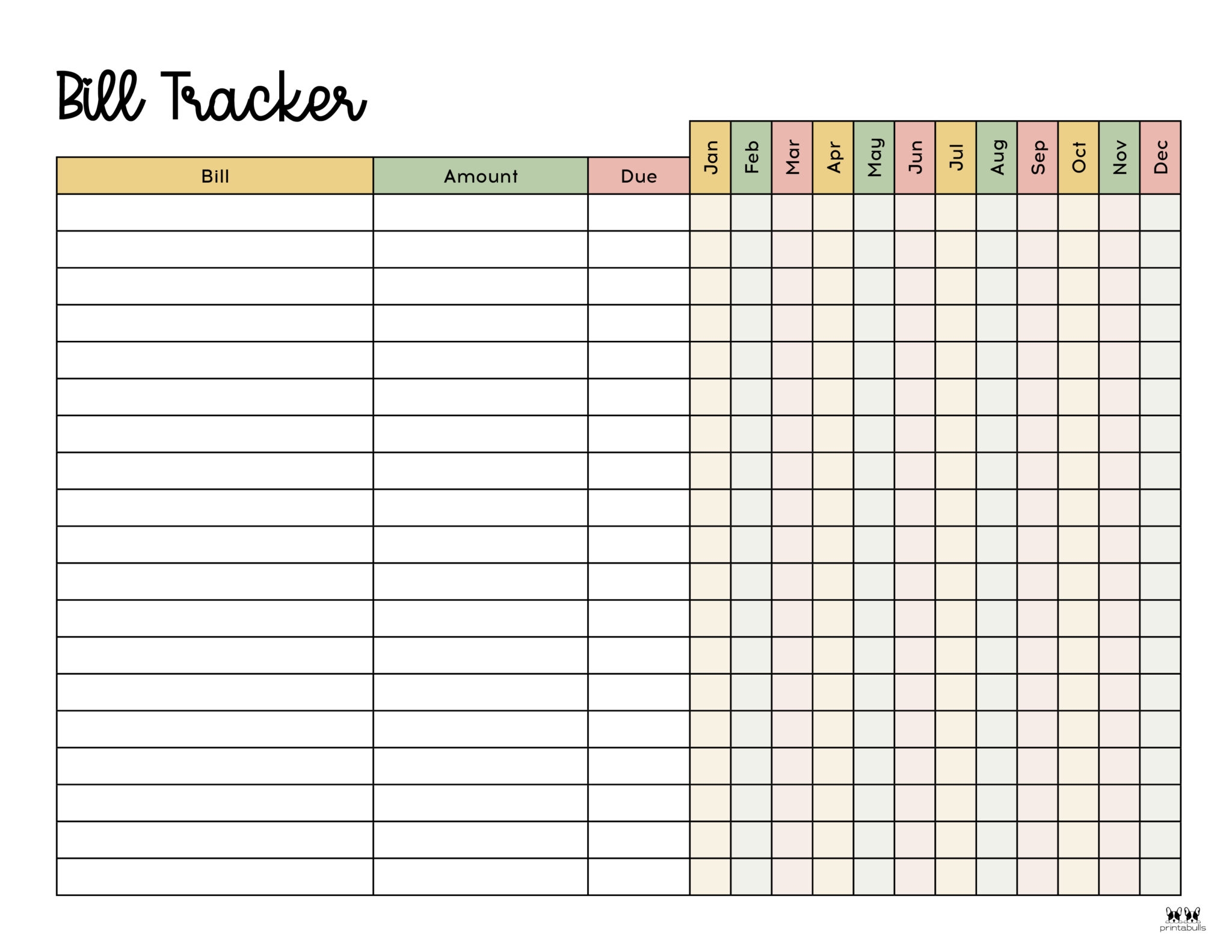 Monthly Bill Payment Tracker Printable Free Printable Monthly Bill Organizers Monthly Bill Payment Checklist