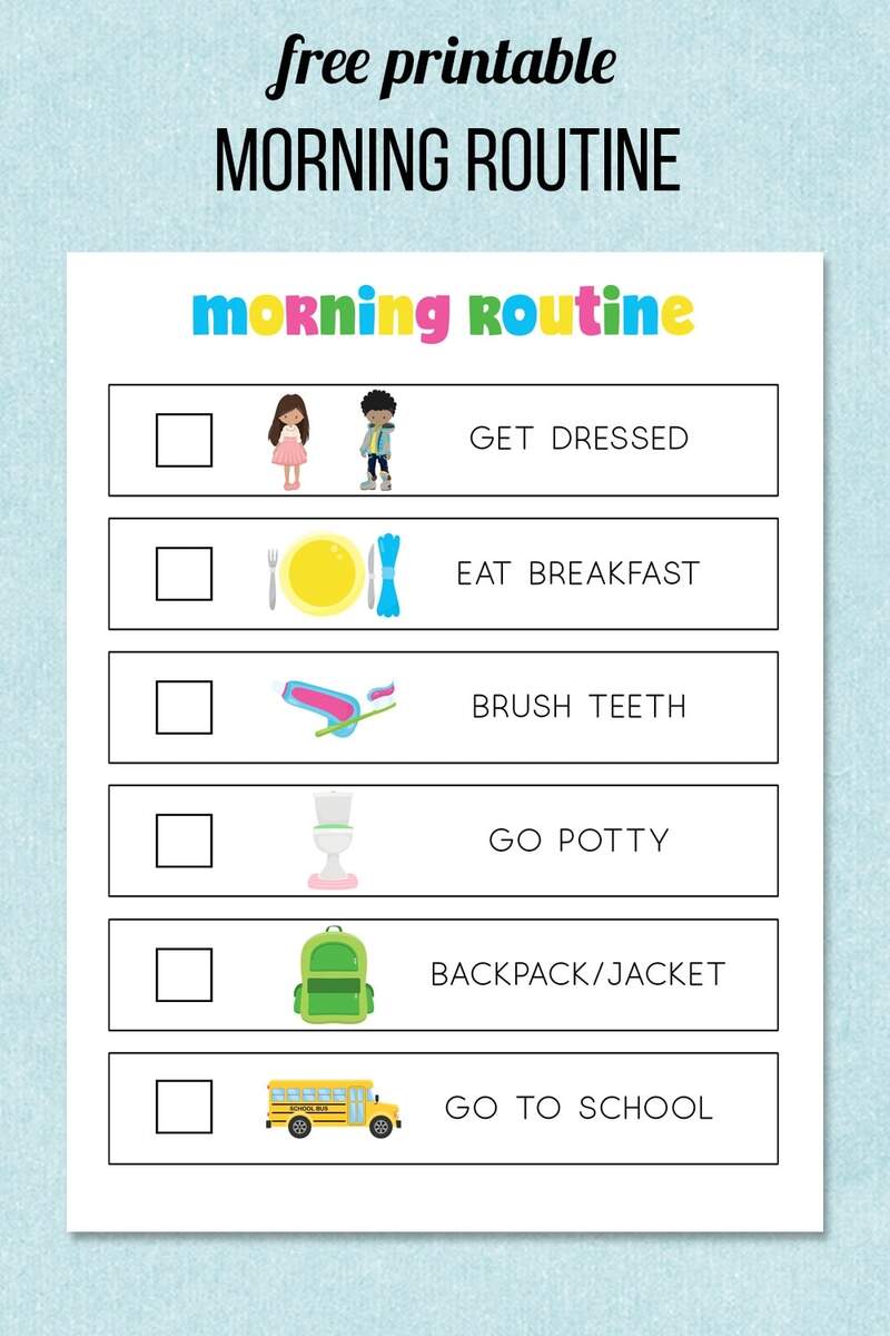 Morning Routine Printable Kids Morning Routine Chart To Make Mornings Easier The Savvy Sparrow