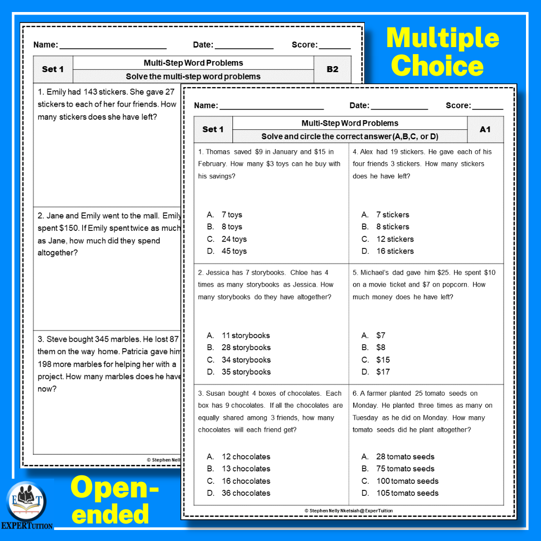 Multi Step Word Problems Worksheets 2 Step Word Problems All Operations Set 1 Made By Teachers Multi Step Word Problems Worksheets 2 Step Word Problems All Operations Set 1 Made By Teachers
