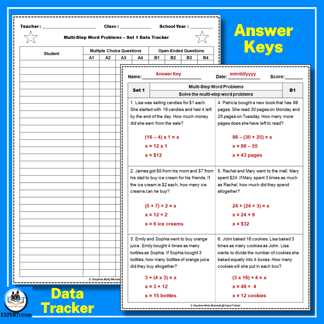 Multi Step Word Problems Worksheets 2 Step Word Problems All Operations Set 1 Made By Teachers Multi Step Word Problems Worksheets 2 Step Word Problems All Operations Set 1 Made By Teachers