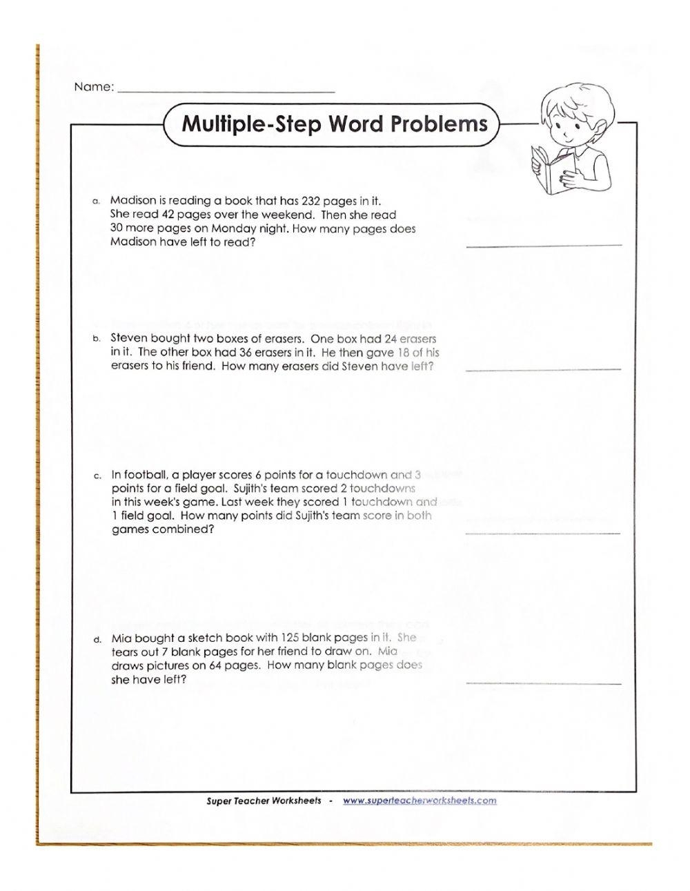 Multiple Step Word Problems Online Exercise For Worksheets Library Multiple Step Word Problems Online Exercise For Worksheets Library