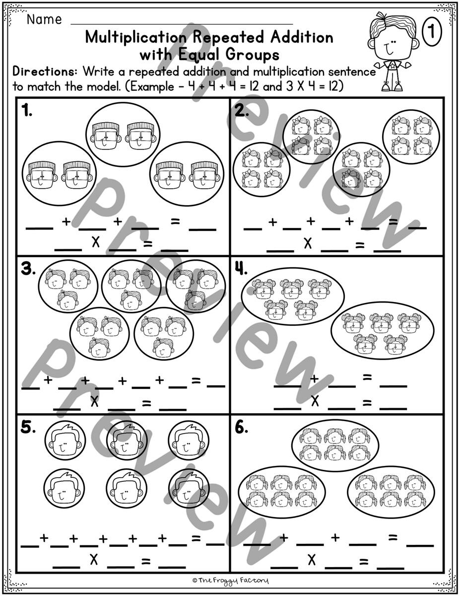 Multiplication As Repeated Addition Equal Groups Worksheets Made By Teachers