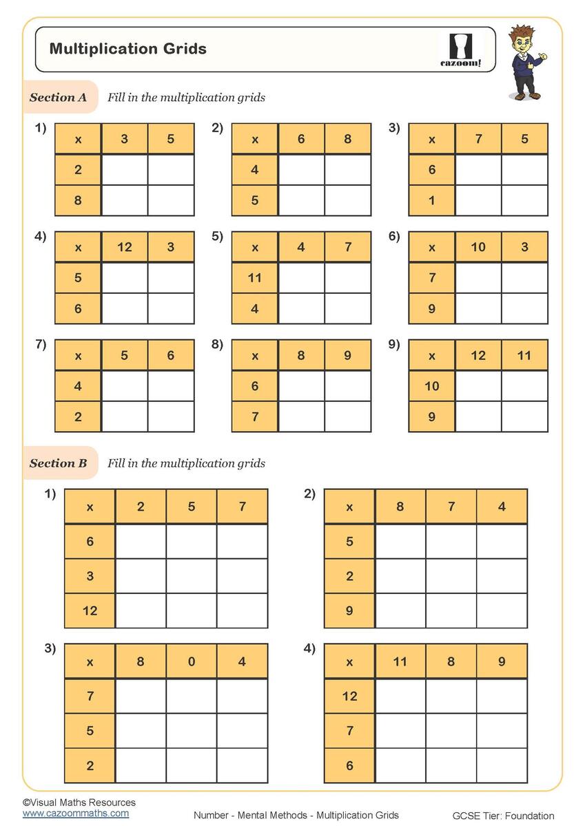 Multiplication Grids A Puzzle FREE Teaching Resources