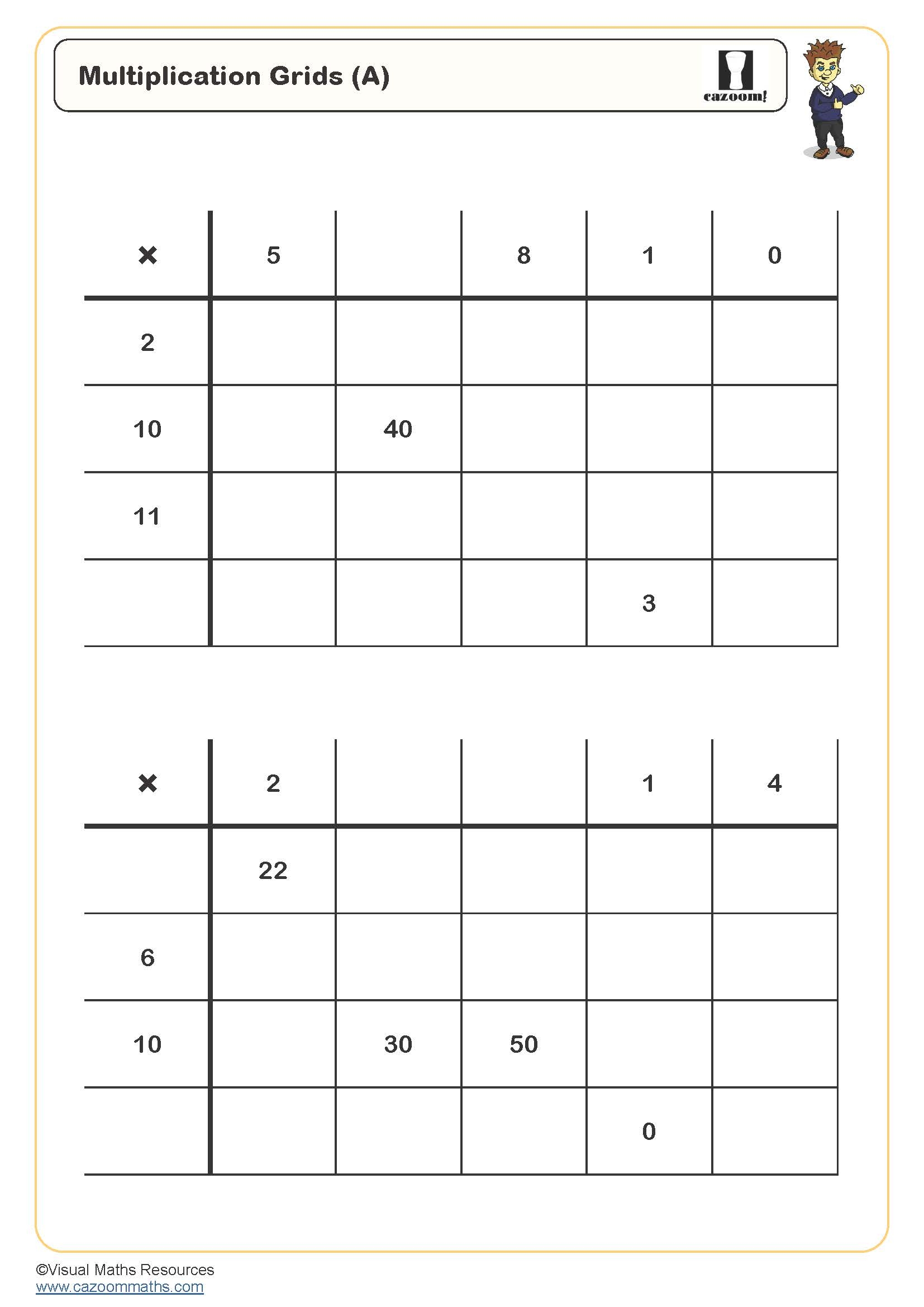 Multiplication Grids A Puzzle FREE Teaching Resources