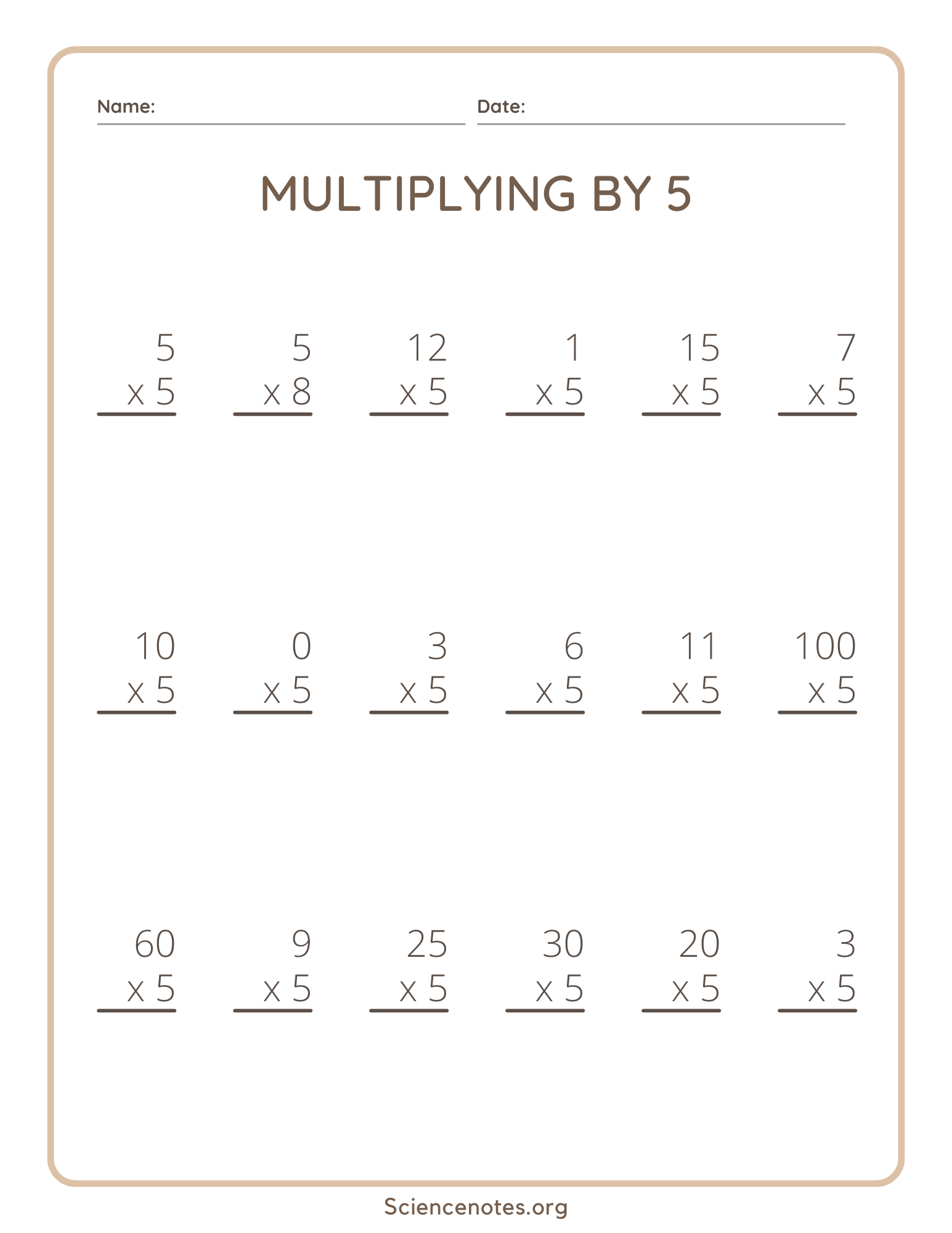 Worksheet On Multiplication Table Of 5 Word Problems On 5 Times Table