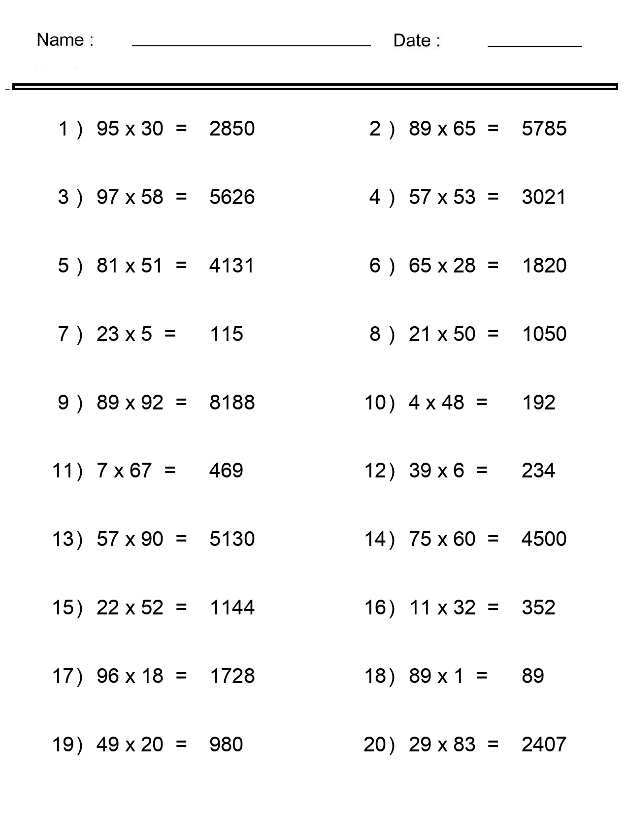Multiplication Worksheets Decimal Numbers Multiplication Worksheets Made By Teachers