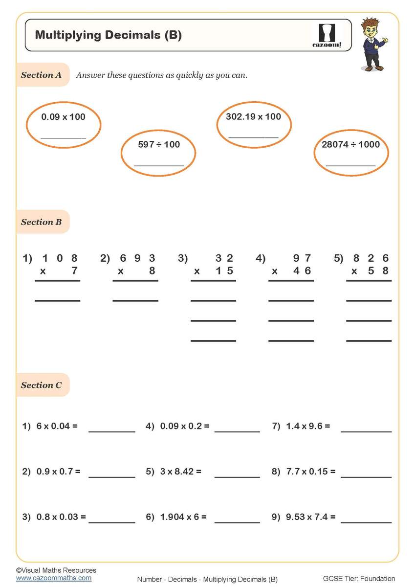 Multiplying And Dividing Decimals Worksheet Cazoom Maths Worksheets