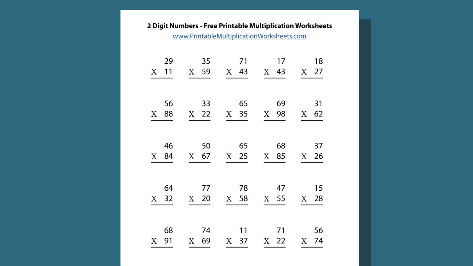 Double Digit Multiplication Worksheets