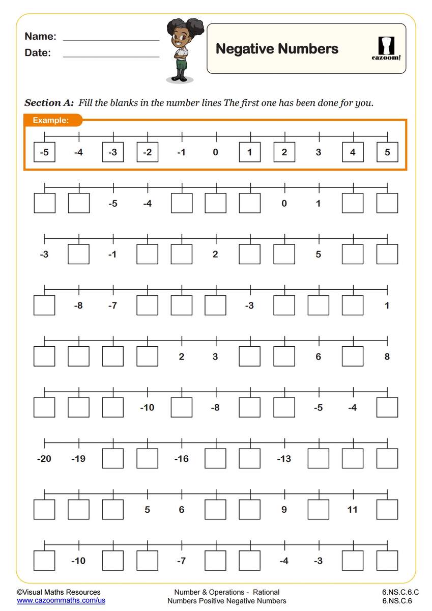 Negative Numbers 6th Grade PDF Number And Operations Worksheets Cazoom Math
