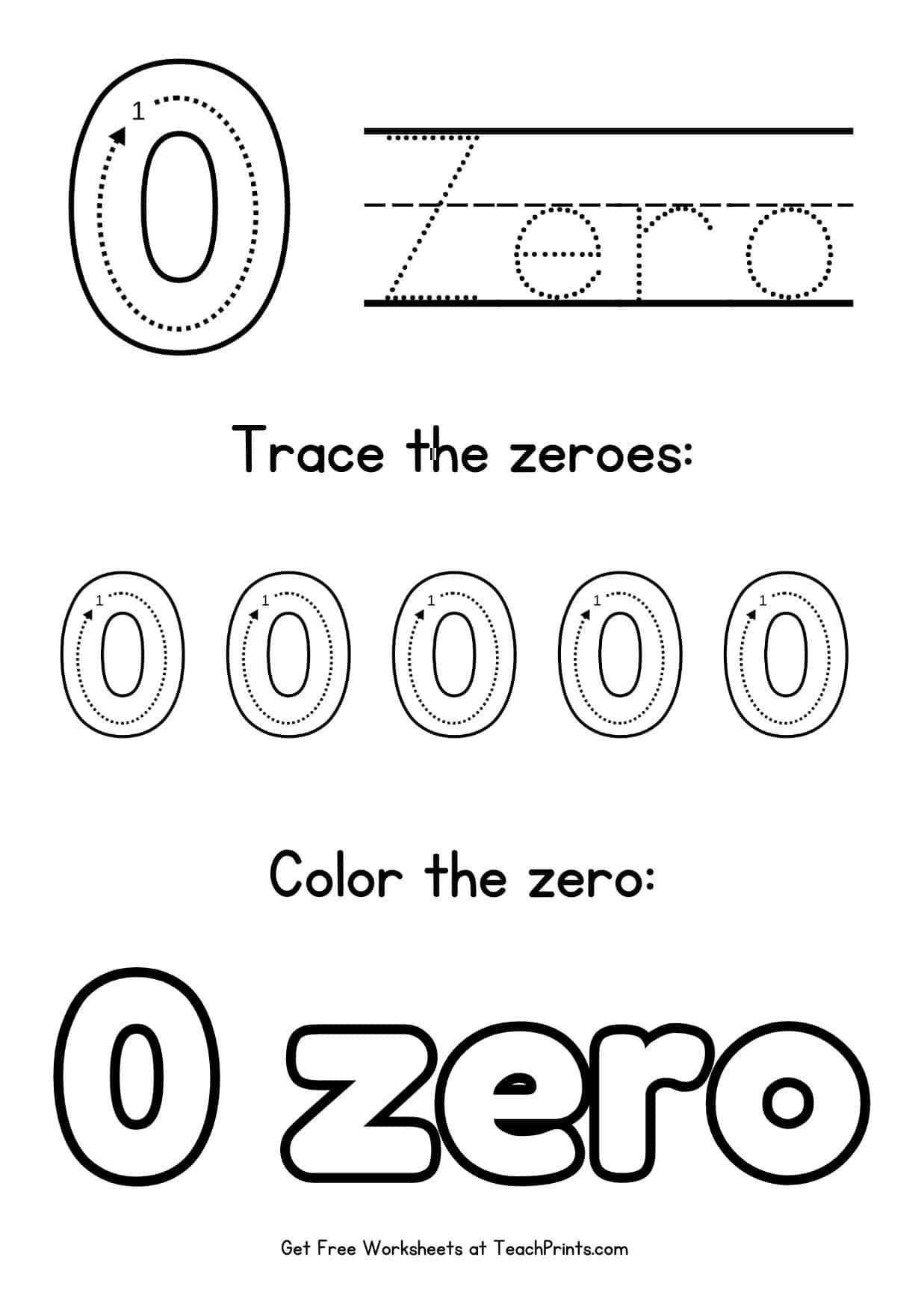 Number 0 Tracing Worksheets Free Printables Teach Prints Tracing Number 0 Kindergarten Worksheet Free Printable PDF