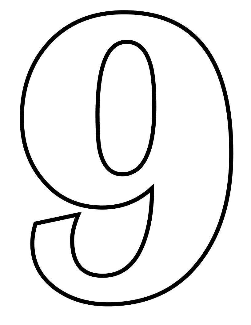 Number 9 Coloring Page Free Printable