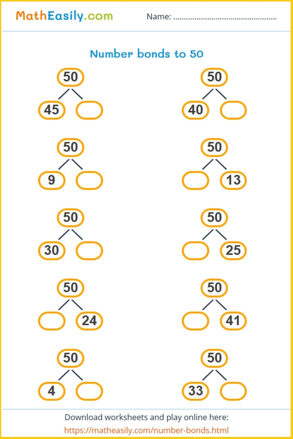 Number Bonds Games ONLINE Free Worksheets Number Bonds Games ONLINE Free Worksheets
