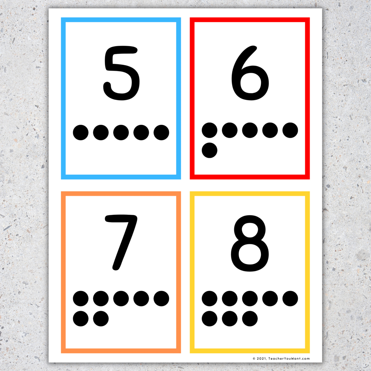 Number Flashcards With Counting Dots Ten Frames 1 20 Made By Teachers