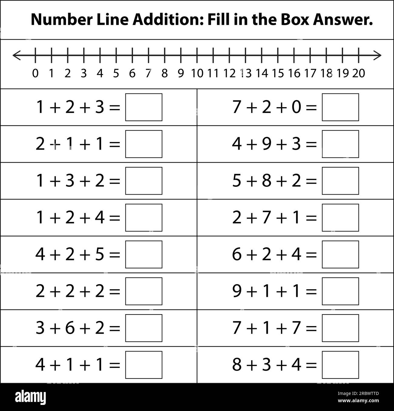 Number Line 1 To 20 Addition Math Chart For Addition And Subtraction Operations In School Isolated On White Background Vector Graphic Illustration Stock Vector Image Art Alamy