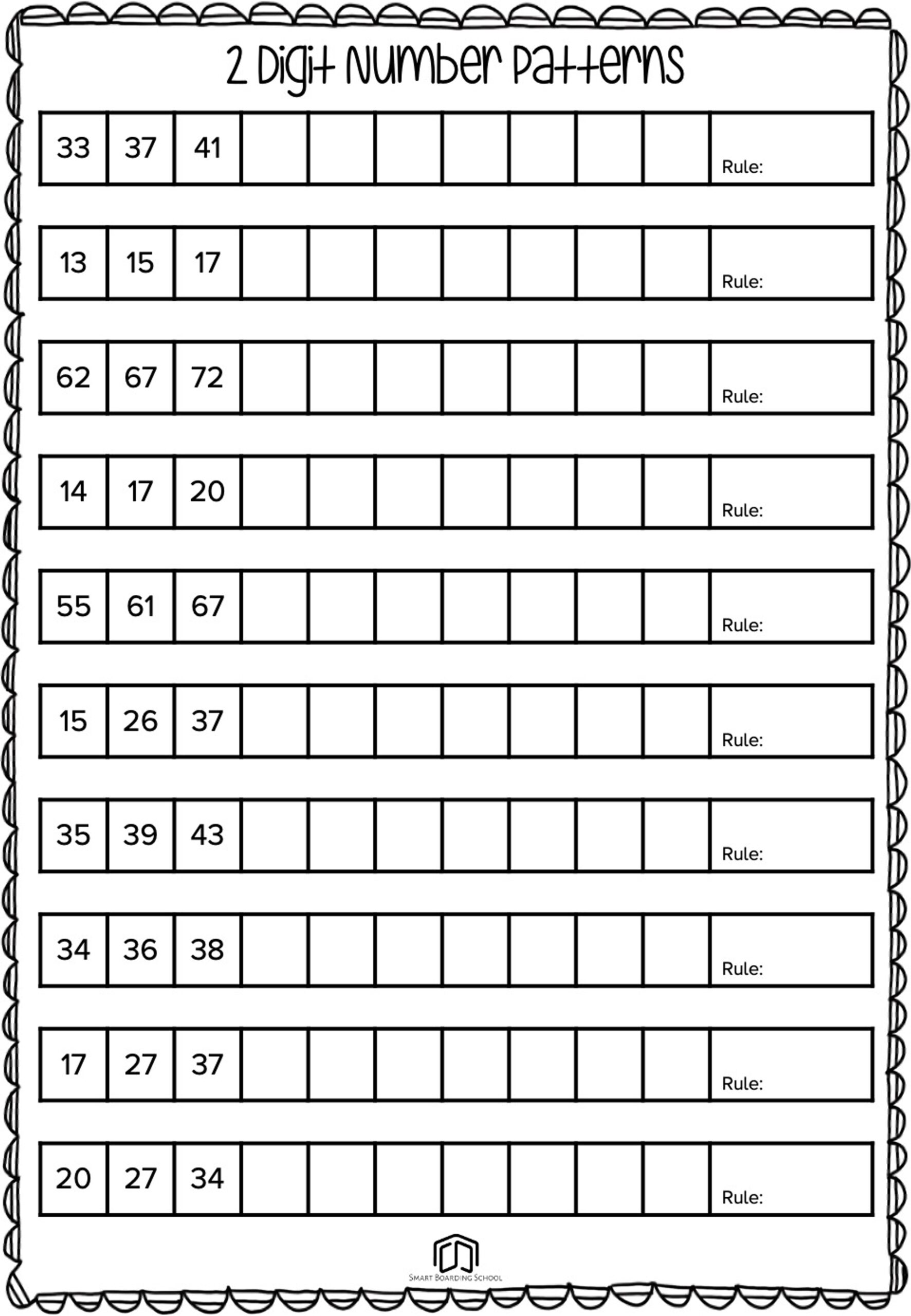 Number Patterns Worksheets PDF