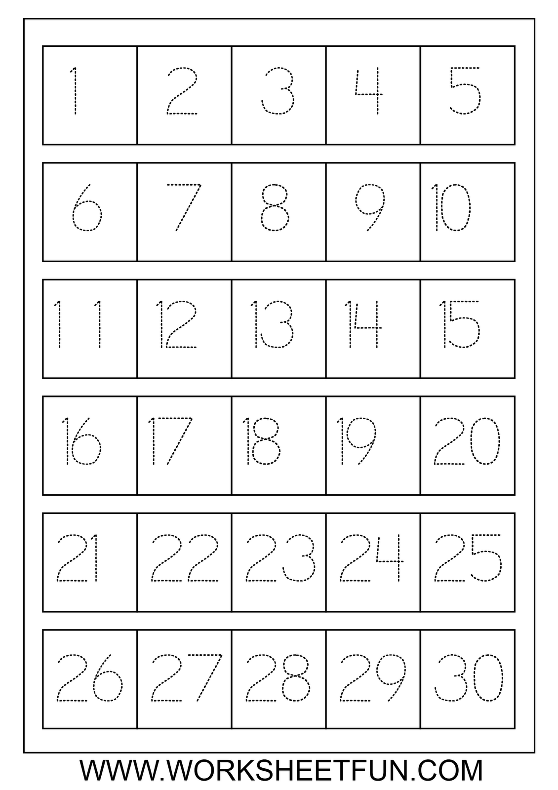 Numbers 1 30 Worksheets