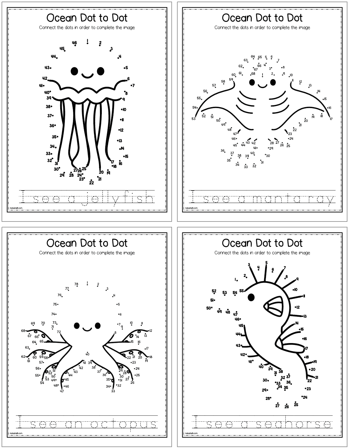 Ocean Animals Connect The Dots Free Printables The Artisan Life Dot To Dot Coloring Pages Up To 20
