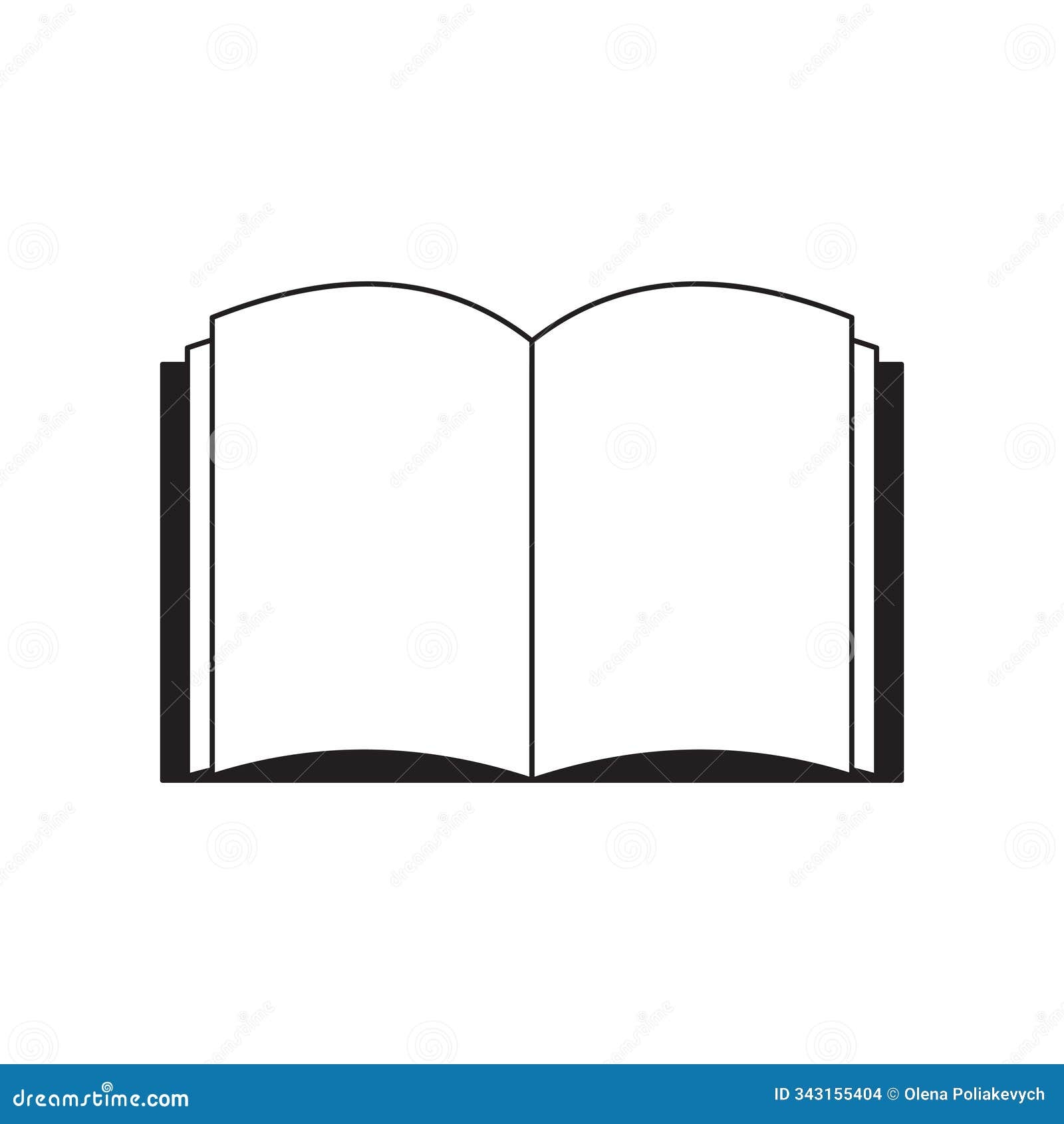 Open Book Icon Simple Outline Shape Black Book Graphic Vector Illustration Stock Vector Illustration Of Material Literature 343155404