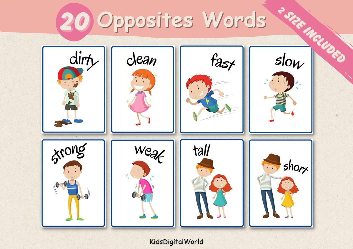 Opposites Flashcards For Kids 20 Vocabulary Words Digital Download Etsy Opposites Flashcards For Kids 20 Vocabulary Words Digital Download Etsy