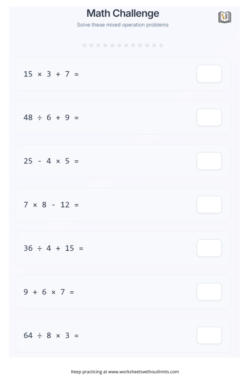 Order Of Operations Resources On EdHelper