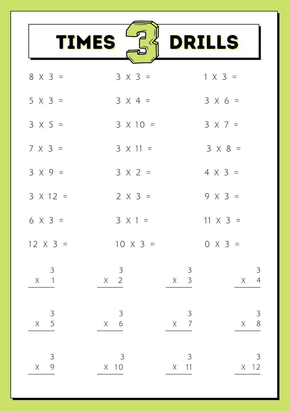 Page 3 Free Multiplication Worksheet To Use And Print Canva