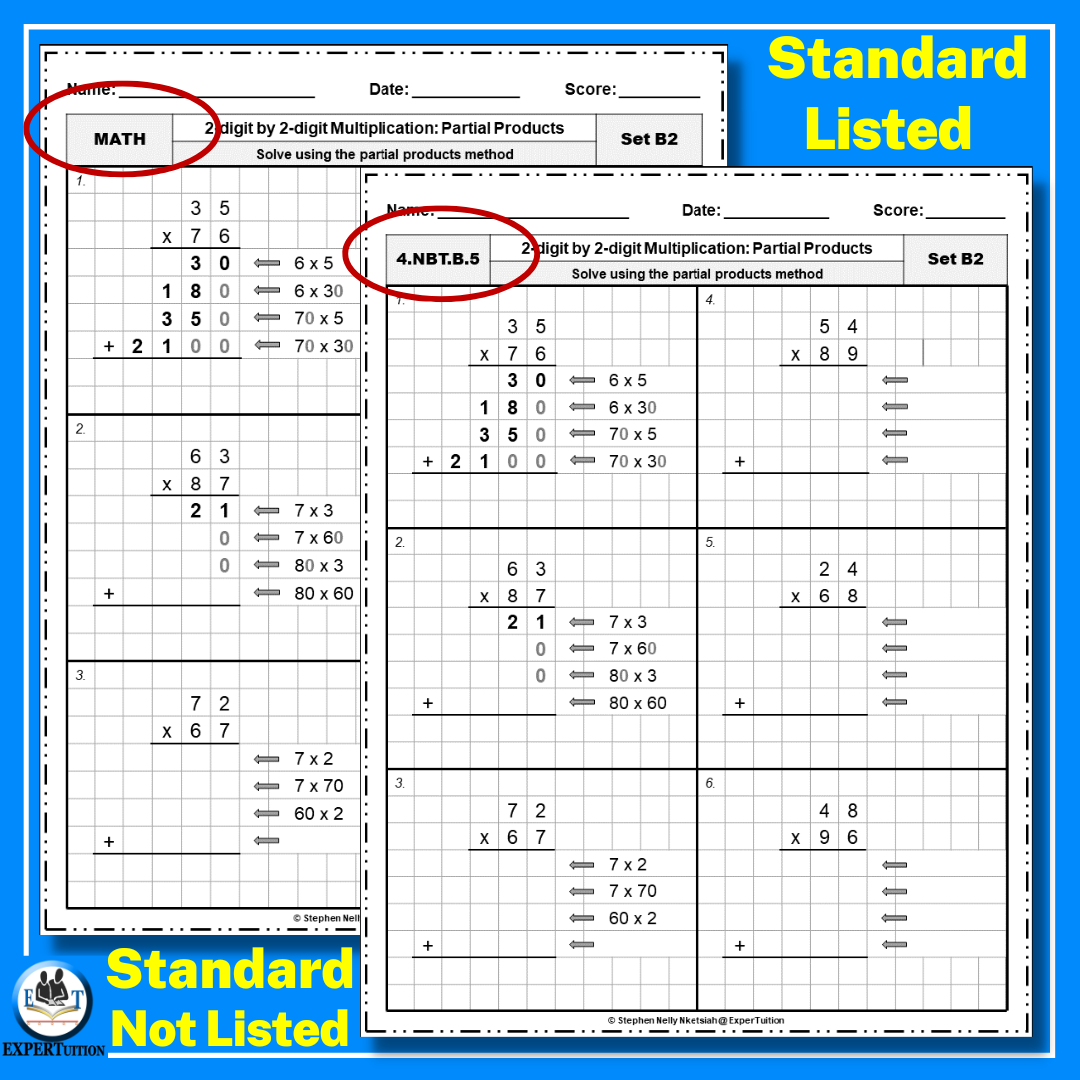 Area Model Partial Products Long Multiplication Worksheets Mega Bundle Made By Teachers