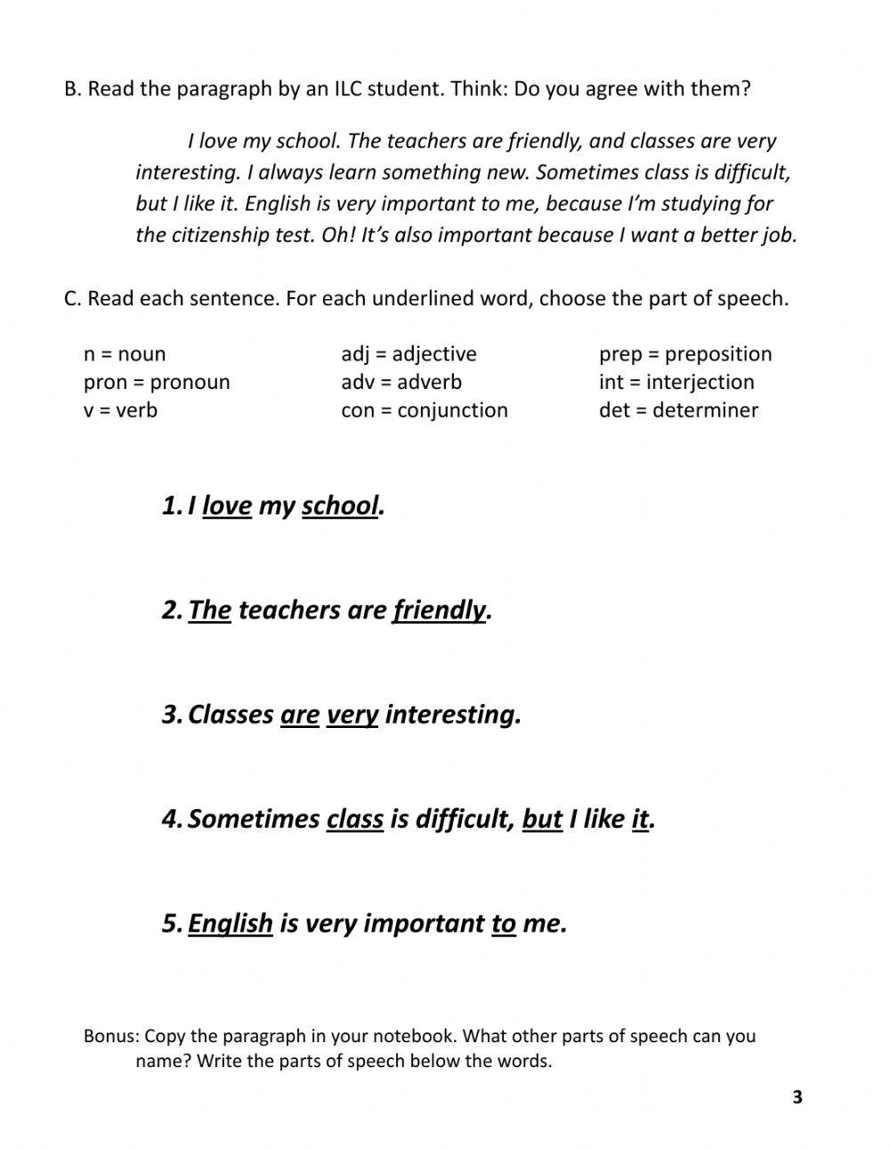 Grammar And Writing Sentence Structure Practice Parts Of Speech Worksheets Library